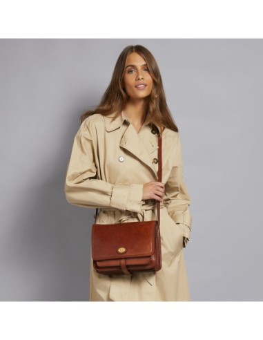 Borsa a tracolla in pelle a scomparti 26 cm The Bridge Story Donna – Marrone/Oro - foto 5