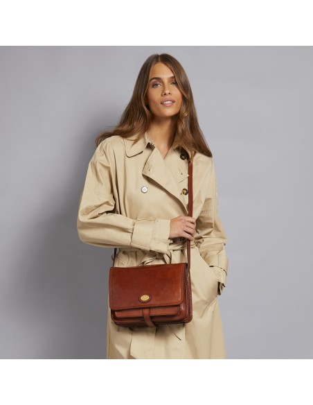Borsa a tracolla in pelle a scomparti 26 cm The Bridge Story Donna – Marrone/Oro - foto 5