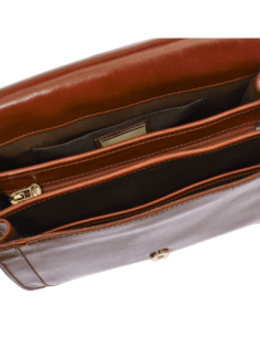 Borsa a tracolla in pelle a scomparti 27 cm The Bridge Story Donna – Marrone/Oro - foto 1 2