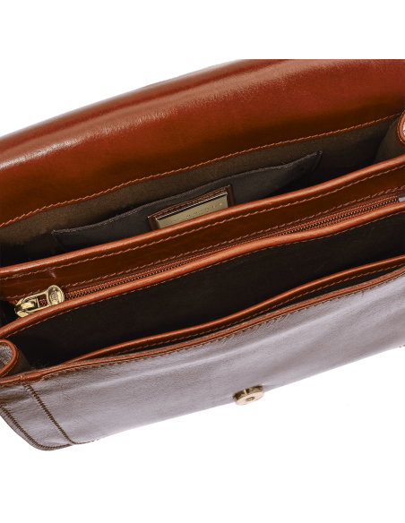 Borsa a tracolla in pelle a scomparti 27 cm The Bridge Story Donna – Marrone/Oro - foto 2