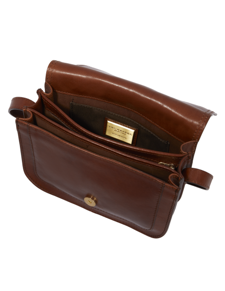 Borsa a tracolla in pelle a scomparti 27 cm The Bridge Story Donna – Marrone/Oro - foto 4