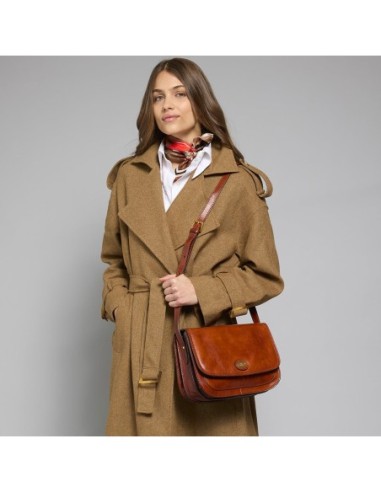 Borsa a tracolla in pelle a scomparti 27 cm The Bridge Story Donna – Marrone/Oro - foto 6