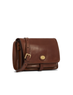 Borsa a tracolla piccola in pelle a scomparti The Bridge Story Donna – Marrone/Oro - foto 1 2