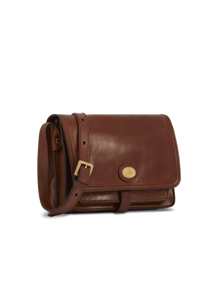 Borsa a tracolla piccola in pelle a scomparti The Bridge Story Donna – Marrone/Oro - foto 2