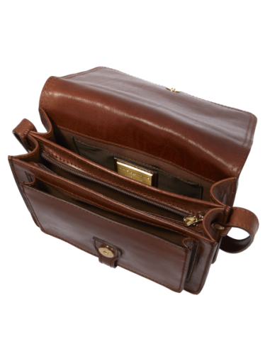 Borsa a tracolla piccola in pelle a scomparti The Bridge Story Donna – Marrone/Oro - foto 4