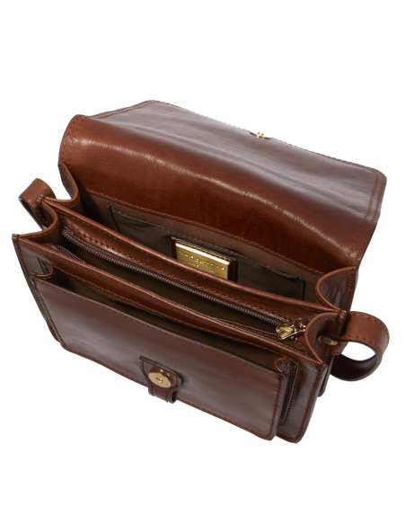 Borsa a tracolla piccola in pelle a scomparti The Bridge Story Donna – Marrone/Oro - foto 4