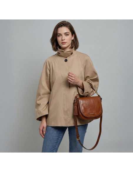 Borsa a tracolla in pelle con manico removibile The Bridge Pearl District – Marrone/Oro - foto 5