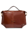 Borsa a tracolla in pelle con zip taglia L The Bridge Icons – Marrone/Oro