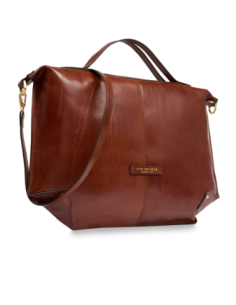 Borsa a tracolla in pelle con zip taglia L The Bridge Icons – Marrone/Oro - foto 1 2