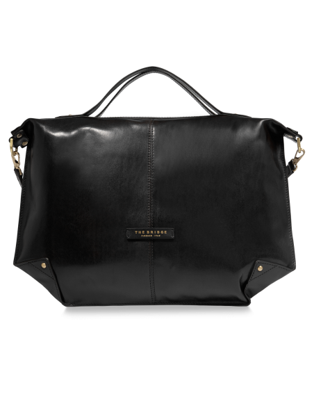 Borsa a tracolla in pelle con zip taglia L The Bridge Icons – Nero/Oro - foto 1