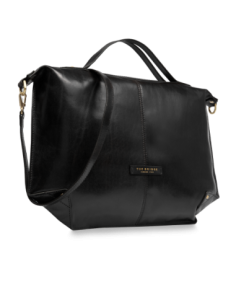 Borsa a tracolla in pelle con zip taglia L The Bridge Icons – Nero/Oro - foto 1 2