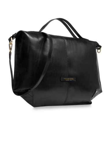 Borsa a tracolla in pelle con zip taglia L The Bridge Icons – Nero/Oro - foto 2