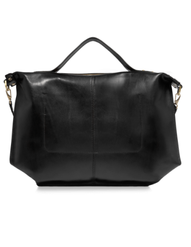 Borsa a tracolla in pelle con zip taglia L The Bridge Icons – Nero/Oro - foto 3