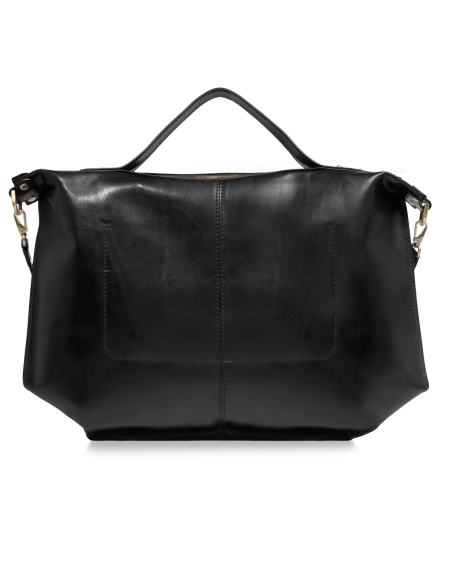 Borsa a tracolla in pelle con zip taglia L The Bridge Icons – Nero/Oro - foto 3