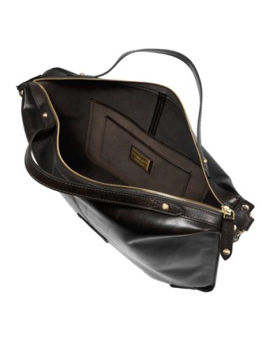 Borsa a tracolla in pelle con zip taglia L The Bridge Icons – Nero/Oro - foto 4