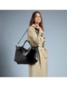 Borsa a tracolla in pelle con zip taglia L The Bridge Icons – Nero/Oro