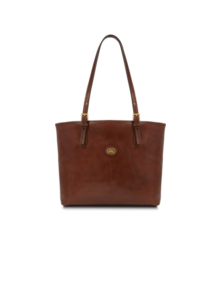 Borsa shopper in pelle con zip The Bridge Story Donna – Marrone/Oro - foto 1