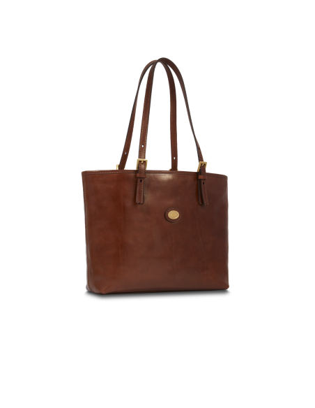 Borsa shopper in pelle con zip The Bridge Story Donna – Marrone/Oro - foto 2