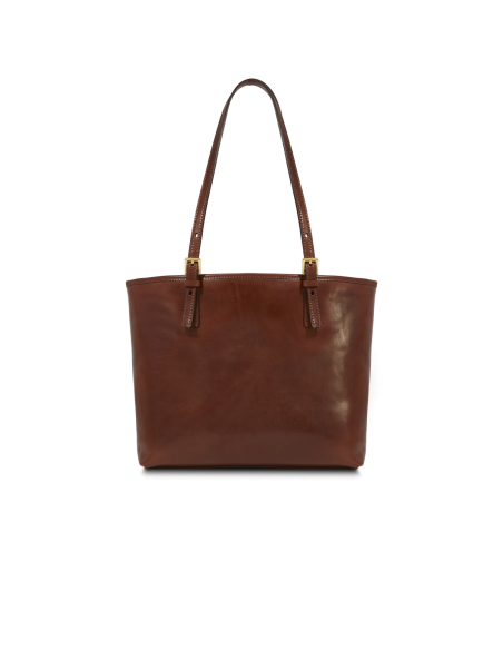 Borsa shopper in pelle con zip The Bridge Story Donna – Marrone/Oro - foto 3
