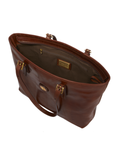 Borsa shopper in pelle con zip The Bridge Story Donna – Marrone/Oro - foto 4