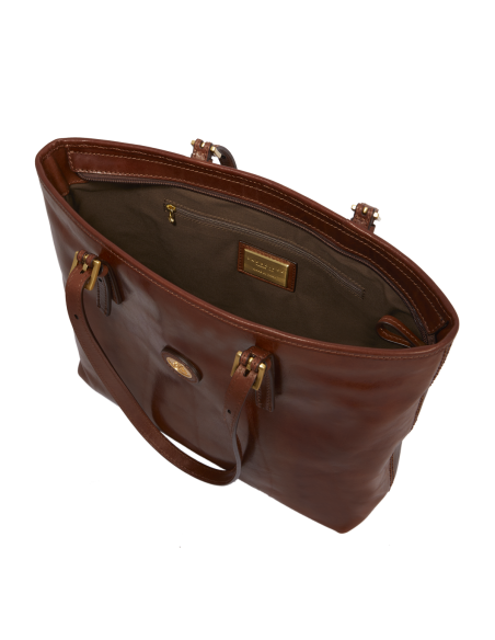 Borsa shopper in pelle con zip The Bridge Story Donna – Marrone/Oro - foto 4