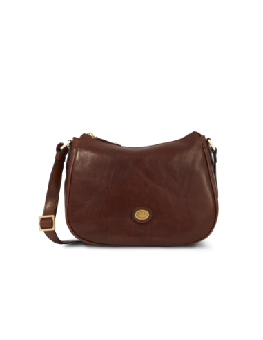 Borsa a tracolla in pelle con zip The Bridge Story Donna – Marrone/Oro - foto 1