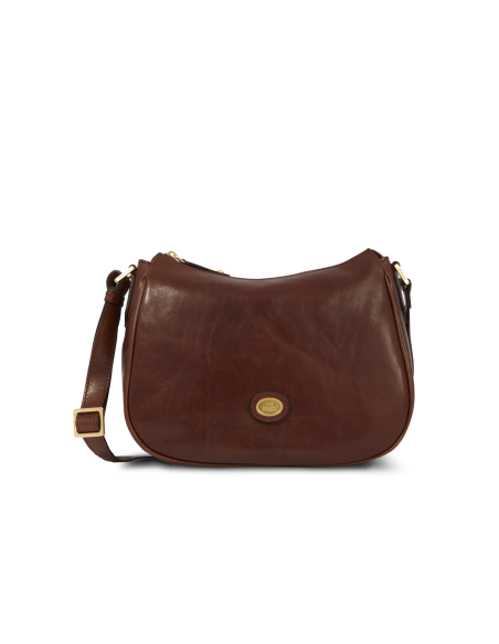 Borsa a tracolla in pelle con zip The Bridge Story Donna – Marrone/Oro - foto 1