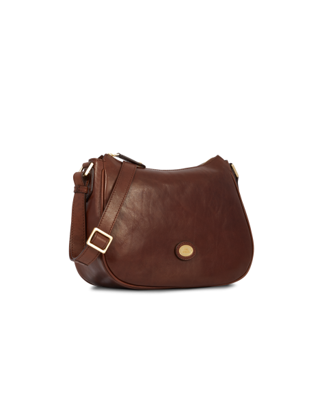 Borsa a tracolla in pelle con zip The Bridge Story Donna – Marrone/Oro - foto 2