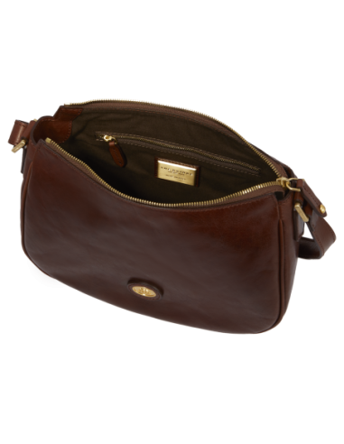 Borsa a tracolla in pelle con zip The Bridge Story Donna – Marrone/Oro - foto 4