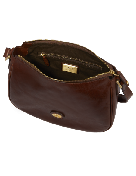 Borsa a tracolla in pelle con zip The Bridge Story Donna – Marrone/Oro - foto 4