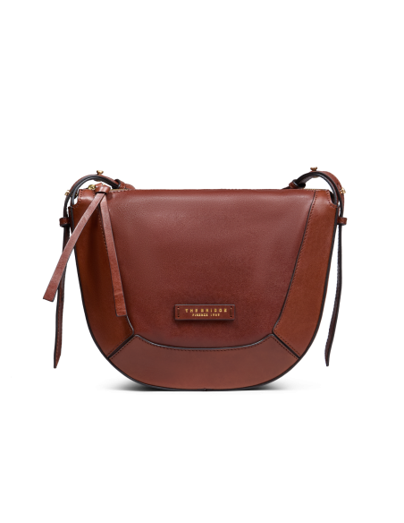 Borsa a tracolla piccola in pelle The Bridge Fedora – Marrone/Oro - foto 1