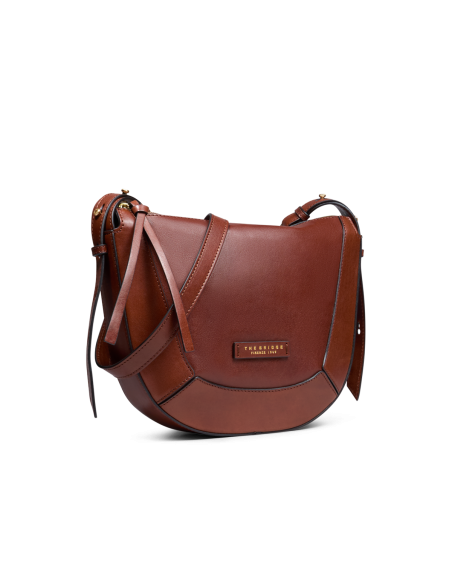 Borsa a tracolla piccola in pelle The Bridge Fedora – Marrone/Oro - foto 2