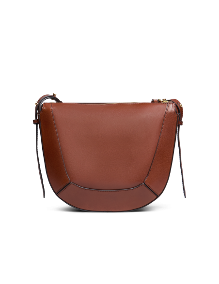 Borsa a tracolla piccola in pelle The Bridge Fedora – Marrone/Oro - foto 3