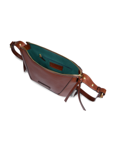 Borsa a tracolla piccola in pelle The Bridge Fedora – Marrone/Oro - foto 4