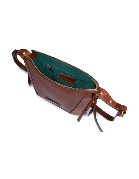 Borsa a tracolla piccola in pelle The Bridge Fedora – Marrone/Oro - foto 4
