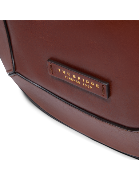 Borsa a tracolla piccola in pelle The Bridge Fedora – Marrone/Oro - foto 5