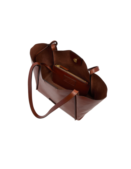 Borsa shopper in pelle con pochette coordinata The Bridge Icons – Marrone/Oro - foto 4