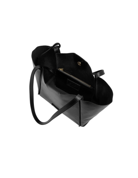Borsa shopper in pelle con pochette coordinata The Bridge Icons – Nero/Oro - foto 4