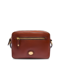 Borsa a tracolla uomo in pelle con zip frontale The Bridge Story Uomo – Marrone/Oro - foto 1