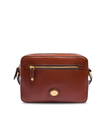 Borsa a tracolla uomo in pelle con zip frontale The Bridge Story Uomo – Marrone/Oro - foto 1