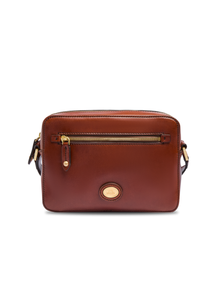Borsa a tracolla uomo in pelle con zip frontale The Bridge Story Uomo – Marrone/Oro - foto 1