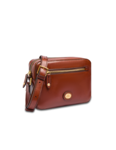 Borsa a tracolla uomo in pelle con zip frontale The Bridge Story Uomo – Marrone/Oro - foto 1 2