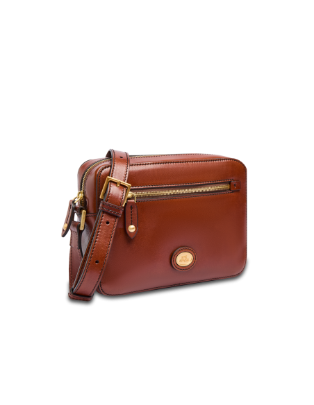 Borsa a tracolla uomo in pelle con zip frontale The Bridge Story Uomo – Marrone/Oro - foto 2