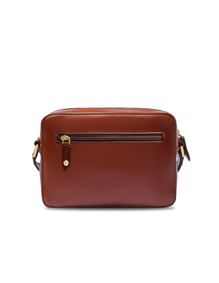 Borsa a tracolla uomo in pelle con zip frontale The Bridge Story Uomo – Marrone/Oro - foto 3