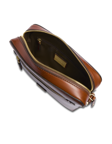 Borsa a tracolla uomo in pelle con zip frontale The Bridge Story Uomo – Marrone/Oro - foto 4