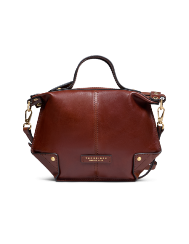 Borsa a tracolla in pelle con zip taglia S The Bridge Icons – Marrone/Oro - foto 1