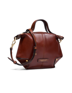 Borsa a tracolla in pelle con zip taglia S The Bridge Icons – Marrone/Oro - foto 1 2