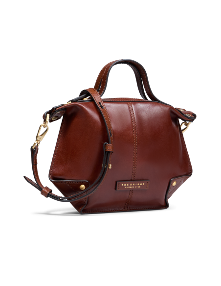 Borsa a tracolla in pelle con zip taglia S The Bridge Icons – Marrone/Oro - foto 2