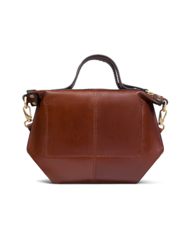 Borsa a tracolla in pelle con zip taglia S The Bridge Icons – Marrone/Oro - foto 3