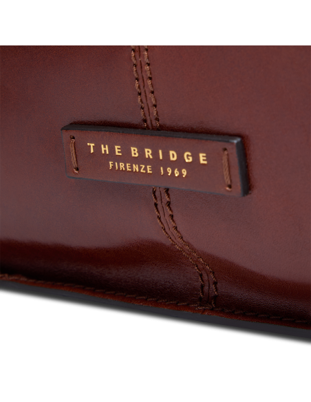 Borsa a tracolla in pelle con zip taglia S The Bridge Icons – Marrone/Oro - foto 5